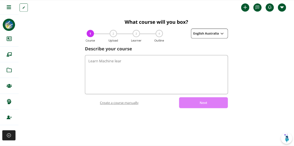 Coursebox legacy course generation wizard interface